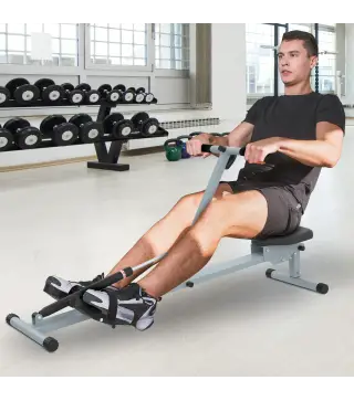 Máquina de Remo Resistencia Ajustable de 12 Niveles con Pantalla LCD para Fitness y Ejercicios de Musculación para Gimnasio en c