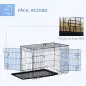Jaula para Perros Plegable Transportín para Perros con 2 Puertas Bandeja Extraíble Asa de Transporte 90x57,5x62 cm Negro