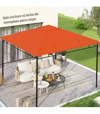 Techo de Repuesto para Cenador, 3x3 m, Cubierta de Repuesto con 8 Orificios de Drenaje, Ventilación y Protección UV, SOLO Toldo