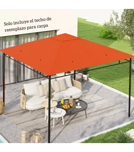 Techo de Repuesto para Cenador, 3x3 m, Cubierta de Repuesto con 8 Orificios de Drenaje, Ventilación y Protección UV, SOLO Toldo