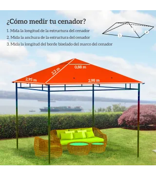 Techo de Repuesto para Cenador, 3x3 m, Cubierta de Repuesto con 8 Orificios de Drenaje, Ventilación y Protección UV, SOLO Toldo