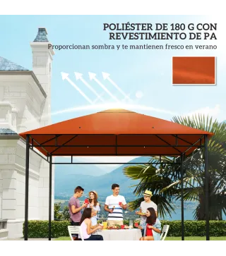 Techo de Repuesto para Cenador, 3x3 m, Cubierta de Repuesto con 8 Orificios de Drenaje, Ventilación y Protección UV, SOLO Toldo