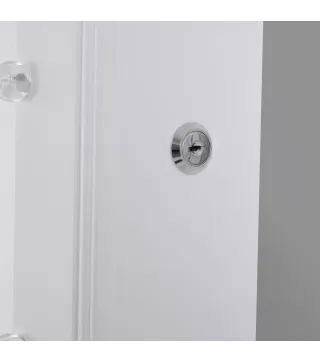 Espejo Joyero con 20 Luces LED Armario Joyero Reclinable con Guardajoyas Anillos Pendientes Collares 40x37x146 cm Blanco