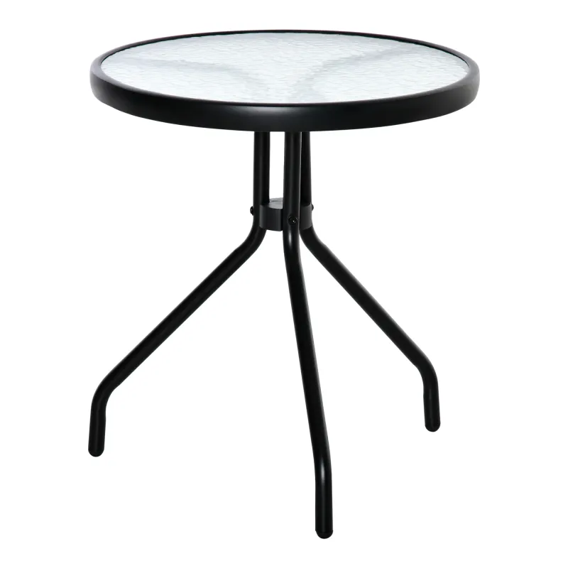 Mesa de Jardín Redonda Mesa de Café Exterior con Tablero de Cristal Decorativo y Marco de Metal para Patio Terraza Balcón Ø50x55 Mesa de Jardín Redonda Mesa de Café Exterior con Tablero de Cristal Decorativo y Marco de Metal para Patio Terraza Balcón Ø50x55