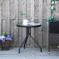 Mesa de Jardín Redonda Mesa de Café Exterior con Tablero de Cristal Decorativo y Marco de Metal para Patio Terraza Balcón Ø50x55