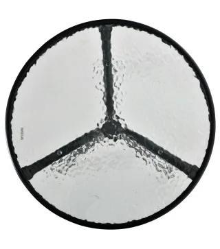 Mesa de Jardín Redonda Mesa de Café Exterior con Tablero de Cristal Decorativo y Marco de Metal para Patio Terraza Balcón Ø50x55