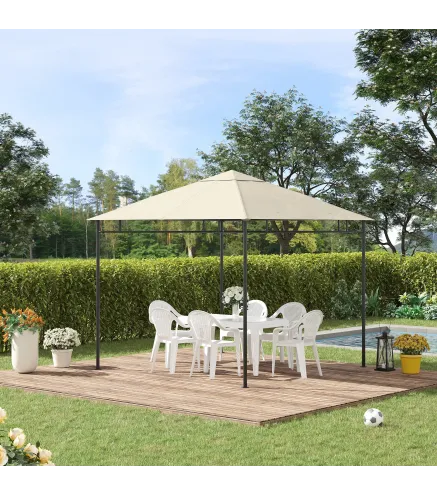 Toldo de Recambio 3x3 m con Orificios de Drenaje Ventilación y Protección UV Solo Toldo NO Incluye Marco Crema