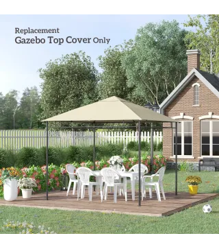 Toldo de Recambio 3x3 m con Orificios de Drenaje Ventilación y Protección UV Solo Toldo NO Incluye Marco Crema