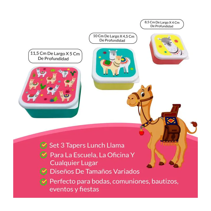 SET 3 TAPERS LUNCH LLAMA