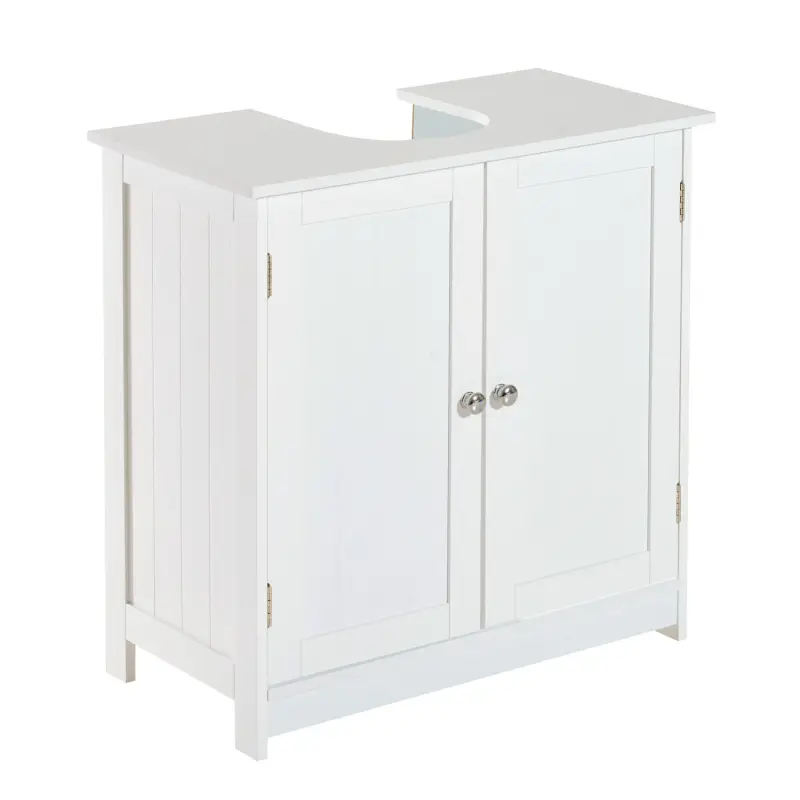 Mueble bajo Lavabo, Mueble de Baño con 2 Puertas y Estante Ajustable, Armario de Baño para Lavabo con o sin Pedestal, Estilo Mod