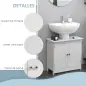 Mueble bajo Lavabo, Mueble de Baño con 2 Puertas y Estante Ajustable, Armario de Baño para Lavabo con o sin Pedestal, Estilo Mod