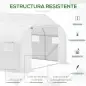 Invernadero de Túnel 3,5x3x2 m Invernadero de Jardín con 6 Ventanas y Cubierta de Polietileno PE 140 g/m² Blanco
