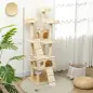 Árbol Rascador para Gatos, Árbol para Gatos 173 cm, Torre Escalador con 2 Cuevas, 3 Camas, 2 Rampas, Postes de Sisal, 2 Ratones