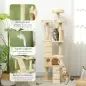 Árbol Rascador para Gatos, Árbol para Gatos 173 cm, Torre Escalador con 2 Cuevas, 3 Camas, 2 Rampas, Postes de Sisal, 2 Ratones