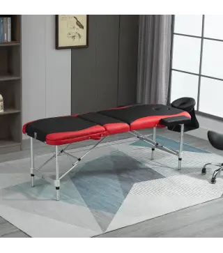 Camilla Masaje Plegable, Camilla Estética Profesional de Aluminio con Altura Ajustable, 3 Zonas, Reposacabezas, Reposabrazos, pa