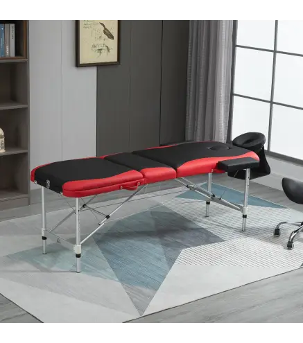 Camilla Masaje Plegable, Camilla Estética Profesional de Aluminio con Altura Ajustable, 3 Zonas, Reposacabezas, Reposabrazos, pa