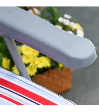 2 Tumbonas de Jardín de Acero con Cojín Acolchado Respaldo Ajustable y Reposapiés 60x75x65-102 cm Rayas Rojo