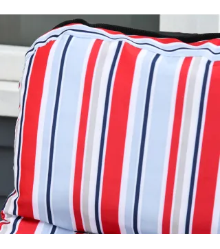 2 Tumbonas de Jardín de Acero con Cojín Acolchado Respaldo Ajustable y Reposapiés 60x75x65-102 cm Rayas Rojo