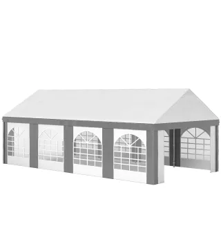 Carpa para Fiesta 4x8 m Carpa de Jardín con Paredes Extraíbles Puertas y Ventanas Anti-UV para Boda Camping Gris