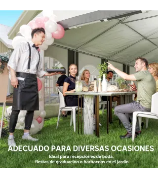 Carpa para Fiesta 4x8 m Carpa de Jardín con Paredes Extraíbles Puertas y Ventanas Anti-UV para Boda Camping Gris