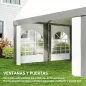 Carpa para Fiesta 4x8 m Carpa de Jardín con Paredes Extraíbles Puertas y Ventanas Anti-UV para Boda Camping Gris