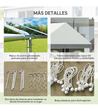 Carpa para Fiesta 4x8 m Carpa de Jardín con Paredes Extraíbles Puertas y Ventanas Anti-UV para Boda Camping Gris