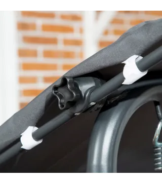 Columpio de Jardín de 3 Plazas con Toldo Ajustable Portavasos y Bandejas Carga 320 kg 204x112x150 cm Gris