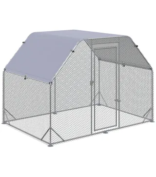 Gallinero para Exterior 2,8x1,9x1,95 m Jaula de Gallinas de 1 Habitación Cubierta de Tela Oxford Anti-UV Plata