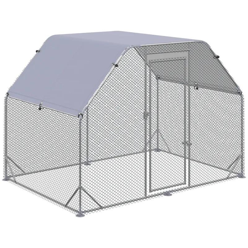 Gallinero para Exterior 2,8x1,9x1,95 m Jaula de Gallinas de 1 Habitación Cubierta de Tela Oxford Anti-UV Plata Gallinero para Exterior 2,8x1,9x1,95 m Jaula de Gallinas de 1 Habitación Cubierta de Tela Oxford Anti-UV Plata