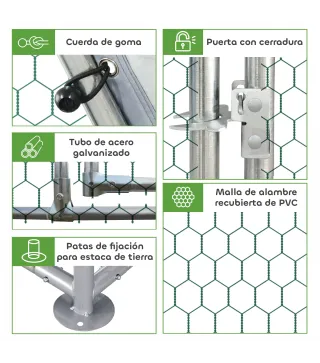 Gallinero para Exterior 2,8x1,9x1,95 m Jaula de Gallinas de 1 Habitación Cubierta de Tela Oxford Anti-UV Plata