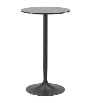 Mesa Alta de Bar Redonda Mesa de Cocina Moderna con Encimera Laminada y Marco de Acero para 2 Personas Ø60x102 cm Negro