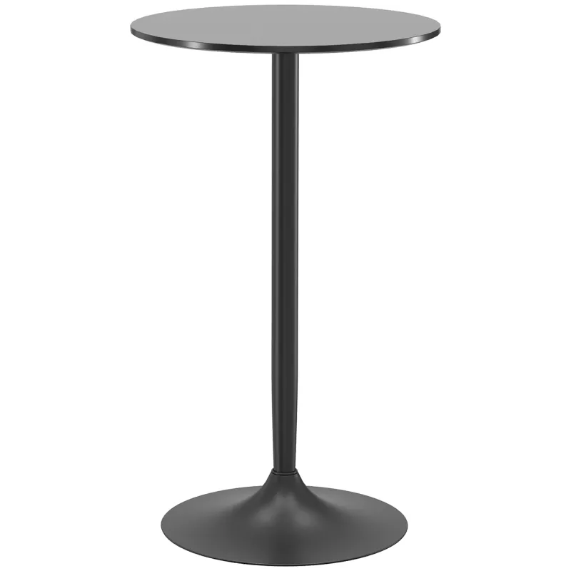 Mesa Alta de Bar Redonda Mesa de Cocina Moderna con Encimera Laminada y Marco de Acero para 2 Personas Ø60x102 cm Negro Mesa Alta de Bar Redonda Mesa de Cocina Moderna con Encimera Laminada y Marco de Acero para 2 Personas Ø60x102 cm Negro