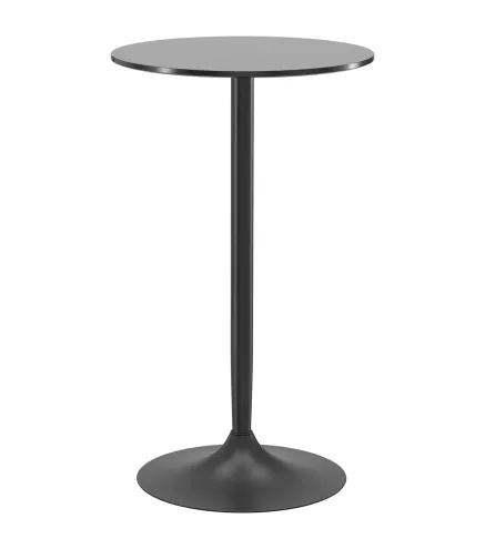 Mesa Alta de Bar Redonda Mesa de Cocina Moderna con Encimera Laminada y Marco de Acero para 2 Personas Ø60x102 cm Negro