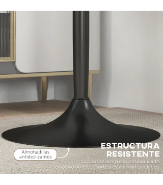 Mesa Alta de Bar Redonda Mesa de Cocina Moderna con Encimera Laminada y Marco de Acero para 2 Personas Ø60x102 cm Negro