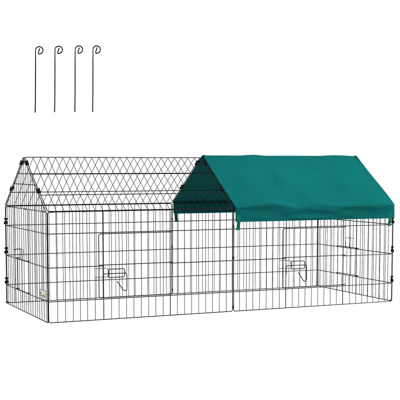 Jaula para Animales Pequeños de Acero con Puertas y Tela Superior para Conejos Chinchillas Gallinas 185x75x75 cm Verde Jaula para Animales Pequeños de Acero con Puertas y Tela Superior para Conejos Chinchillas Gallinas 185x75x75 cm Verde