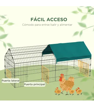 Jaula para Animales Pequeños de Acero con Puertas y Tela Superior para Conejos Chinchillas Gallinas 185x75x75 cm Verde