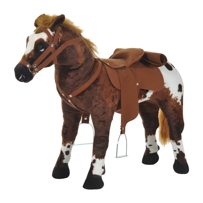 Caballo de Juguete Niños Mayores de 3 años con Silla y Sonidos Pilas Incluidas (Marron)