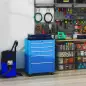 Carro de Herramientas para Taller con Ruedas 5 Cajones Armario con Cierre y Asa Lateral 61,5x33x82,5 cm Azul