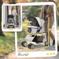 Carrito para Perros Pequeños con Toldo Ajustable Cesta de Almacenaje Portavasos y 2 Ruedas Universales 75x45x97 cm Gris