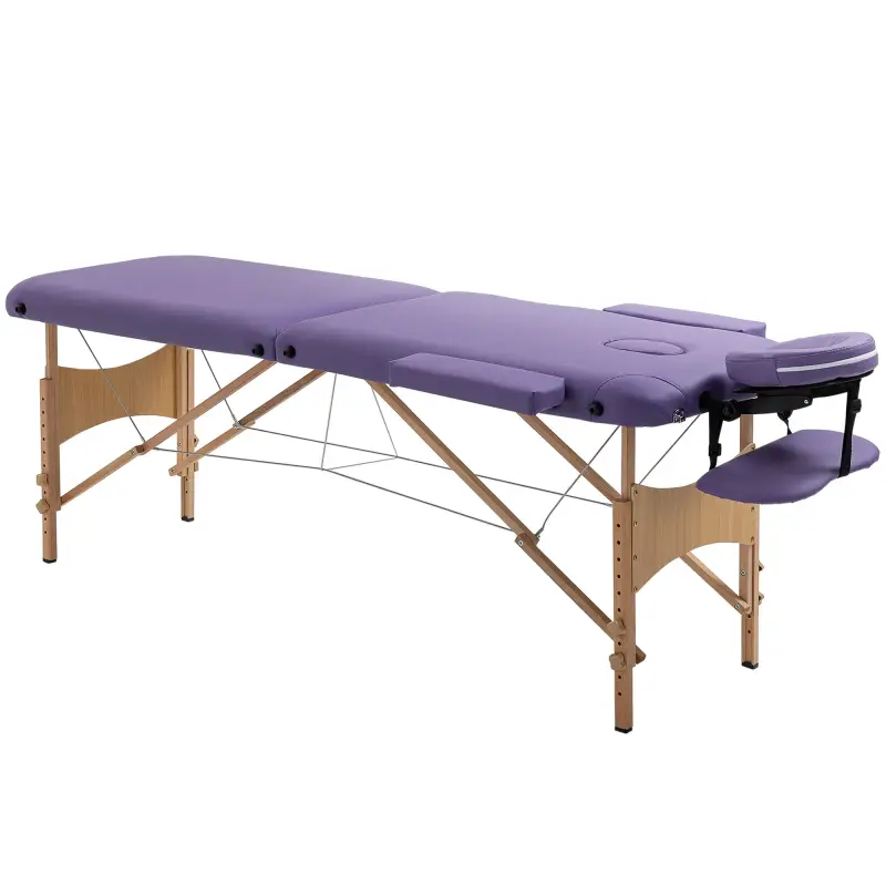 Camilla Plegable con Altura Ajustable 67-92cm para Uso Profesional de Belleza Acupuntura y Fisioterapia 210x81cm Púrpura