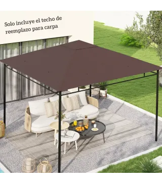 Techo de Repuesto para Cenador, 3x3 m, Cubierta de Repuesto con 8 Orificios de Drenaje, Ventilación y Protección UV, SOLO Toldo