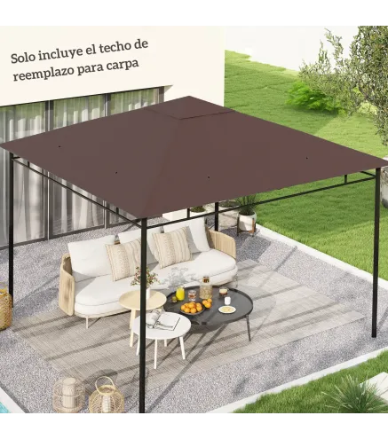 Techo de Repuesto para Cenador, 3x3 m, Cubierta de Repuesto con 8 Orificios de Drenaje, Ventilación y Protección UV, SOLO Toldo