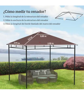 Techo de Repuesto para Cenador, 3x3 m, Cubierta de Repuesto con 8 Orificios de Drenaje, Ventilación y Protección UV, SOLO Toldo