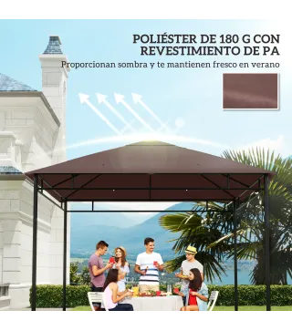 Techo de Repuesto para Cenador, 3x3 m, Cubierta de Repuesto con 8 Orificios de Drenaje, Ventilación y Protección UV, SOLO Toldo