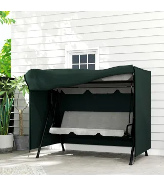 Funda para Balancín de Jardín con Cremallera Cubierta para Muebles de Exterior 205x124x164 cm Verde Oscuro