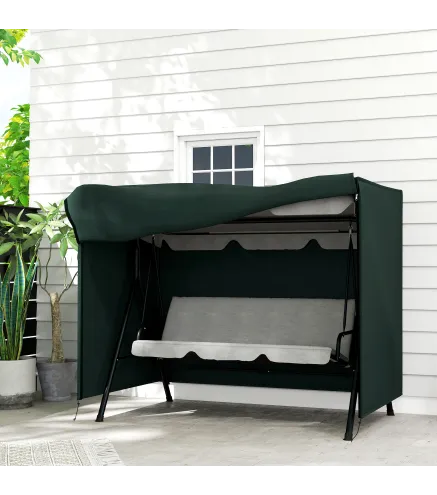 Funda para Balancín de Jardín con Cremallera Cubierta para Muebles de Exterior 205x124x164 cm Verde Oscuro