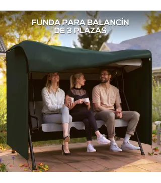 Funda para Balancín de Jardín con Cremallera Cubierta para Muebles de Exterior 205x124x164 cm Verde Oscuro