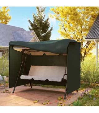 Funda para Balancín de Jardín con Cremallera Cubierta para Muebles de Exterior 205x124x164 cm Verde Oscuro