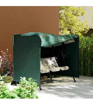 Funda para Balancín de Jardín con Cremallera Cubierta para Muebles de Exterior 205x124x164 cm Verde Oscuro
