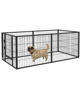 Parque para Perros de 6 Paneles Valla Metálica para Mascotas con Ancho Ajustable 82,5-150x79x61 cm Negro